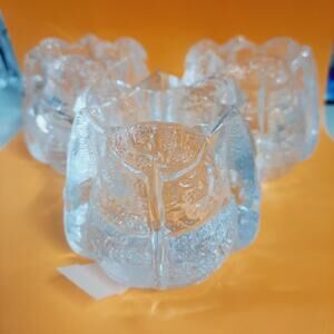 Set of 3 Eden Swedish Glass votive candle holders Signed Orrefors ca:1981-2001